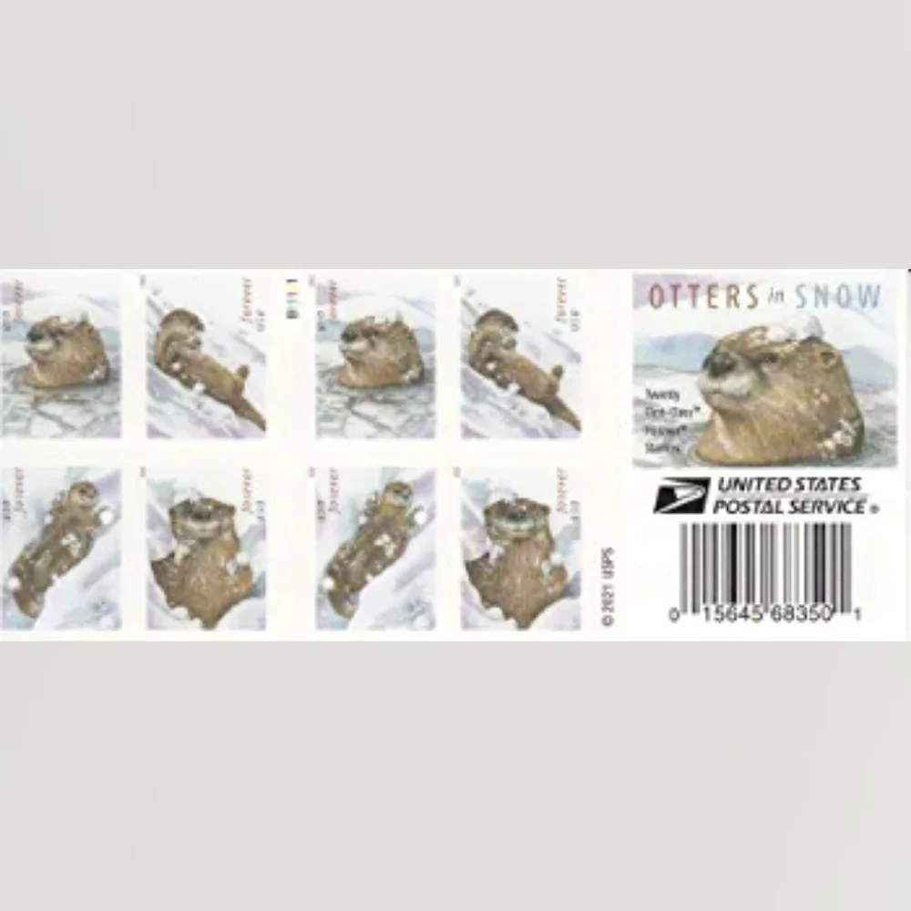 100 Otters in the Snow Forever Postage Stamps US‎ Postal USPS Christmas Animals